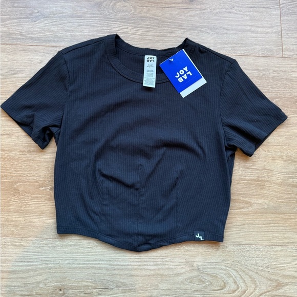 JoyLab Black Ribbed Crop Top - Picture 1 of 5